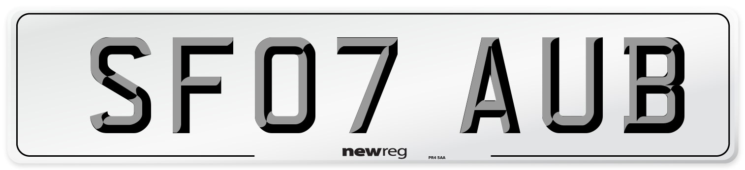 SF07 AUB Number Plate from New Reg
